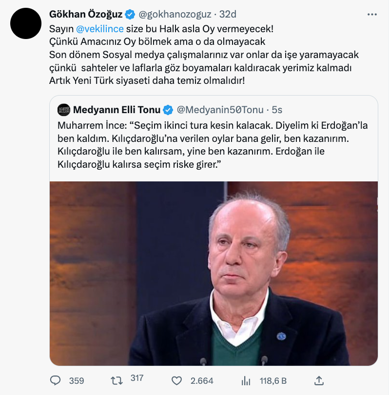 muharrem ince nin secim ile ilgili sozlerine gokhan ozoguz dan tepki